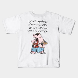 Blues Guitar Pig Kids T-Shirt